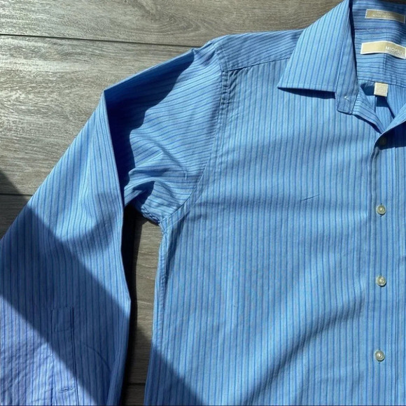Michael Kors Blue Striped Button Down Dress Shirt - Picture 6 of 14